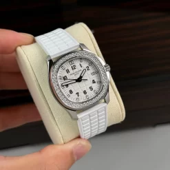 Patek Philippe Aquanaut 5067A-025 35.6mm White Dial Diamond Bezel Moissanite Steel Replica 1:1 – Top Quality