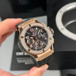 Đồng Hồ Hublot Big Bang Steel Diamonds  44mm Dial Black Rose Gold Replica 1:1 – Top Quality Version