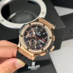 Đồng Hồ Hublot Big Bang Steel Diamonds  44mm Dial Black Rose Gold Replica 1:1 – Top Quality Version