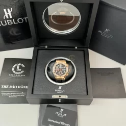 Đồng Hồ Hublot Big Bang Steel Diamonds  44mm Dial Black Rose Gold Replica 1:1 – Top Quality Version