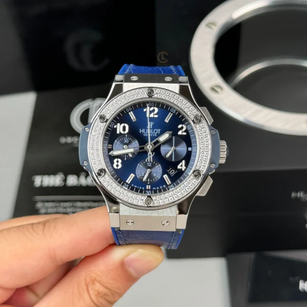 Đồng Hồ Hublot Big Bang Steel Diamonds  44mm Dial Blue Replica 1:1 – Top Quality Version