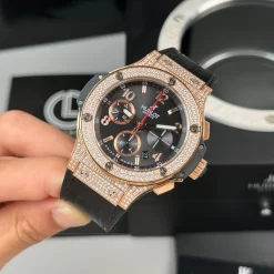 Đồng Hồ Hublot Big Bang Full Diamonds  44mm Dial Black Rose Gold Replica 1:1 – Top Quality Version