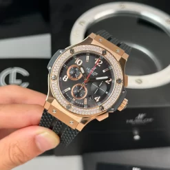 Đồng Hồ Hublot Big Bang Steel Diamonds  44mm Dial Black Rose Gold Replica 1:1 – Top Quality Version