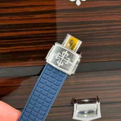 Patek Philippe Aquanaut 5067A-025 35.6mm Blue Dial Diamond Bezel Moissanite Steel Replica 1:1 – Top Quality