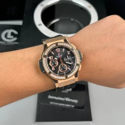 Đồng Hồ Hublot Big Bang Steel Diamonds  44mm Dial Black Rose Gold Replica 1:1 – Top Quality Version