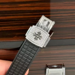 Patek Philippe Aquanaut 5067A-025 35.6mm Black Dial Diamond Bezel Moissanite Steel Replica 1:1 – Top Quality