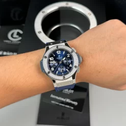 Đồng Hồ Hublot Big Bang Steel Diamonds  44mm Dial Blue Replica 1:1 – Top Quality Version
