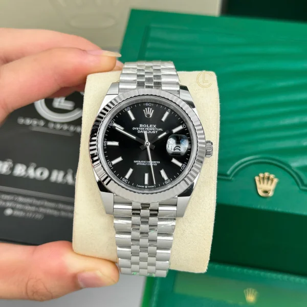 Đồng Hồ Rolex Datejust 41mm Sliver Black Dial 126334 Replica 1:1 – Top Quality Version