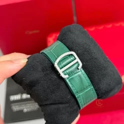 Đồng Hồ Cartier Santos Full Moissanite Green Dial WSSA0029 Miyota.9015 Steel Replica 1:1 – Top Quality Version