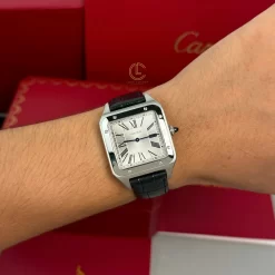 Đồng hồ Cartier Santos-Dumont 43.5mm WSSA0022 43.5mm x 31.4mm Steel Replica 1:1 – Top Quality Version