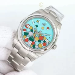 Đồng Hồ Rolex Oyster Perpetual 41mm 124300 Mặt Số Ice Blue Họa Tiết Celebration Steel Replica 1:1 – Top Quality Version