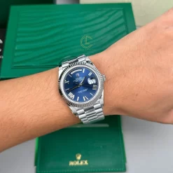 Đồng Hồ Rolex Day-Date 40mm 180gram Blue Dial Replica 1:1 – Top Quality Version