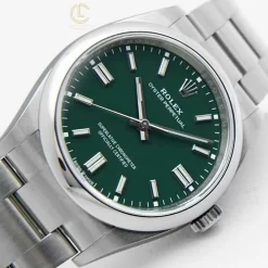 Đồng Hồ Rolex Oyster Perpetual 41mm 124300 Green Dial Steel Replica 1:1 – Top Quality Version