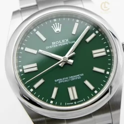 Đồng Hồ Rolex Oyster Perpetual 41mm 124300 Green Dial Steel Replica 1:1 – Top Quality Version