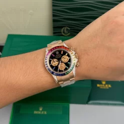 Đồng Hồ Rolex Cosmograph Daytona 116595RBOW 40mm Black Dial Rose Gold Replica 1:1 – Top Quality Version