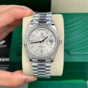 Đồng hồ Rolex Day-Date 228396 40mm Silver Dial 175gram Steel Replica 1:1 – Top Quality Version