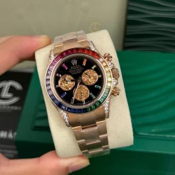 Đồng Hồ Rolex Cosmograph Daytona 116595RBOW 40mm Black Dial Rose Gold Replica 1:1 – Top Quality Version