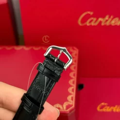 Đồng hồ Cartier Santos – Dumont  White Dial Benzel Swarovski 38mm x 27.5mm Steel Replica 1:1 – Top Quality Version