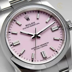 Đồng Hồ Rolex Oyster Perpetual 36mm 126000 Mặt Số Hồng Candy Steel Replica 1:1 – Top Quality Version
