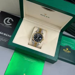 Đồng hồ Rolex Datejust M126333-0014 41mm Black Dial Yellow Gold Steel Replica 1:1 – Top Quality Version