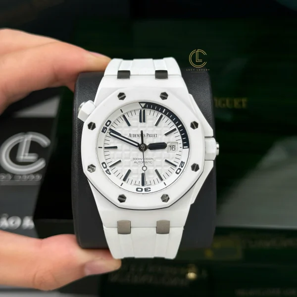 Đồng hồ Audemars Piguet Royal Oak Offshore Diver 15707 42mm White Dial Ceramic Replica 1:1 – Top Quality Version