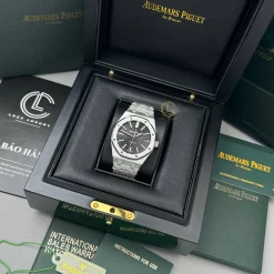 Đồng hồ Audemars Piguet Royal Oak Frosted Gold 41mm Black Dial Steel Replica 1:1 – Top Quality Version