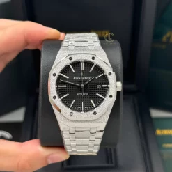 Đồng hồ Audemars Piguet Royal Oak Frosted Gold 41mm Black Dial Steel Replica 1:1 – Top Quality Version