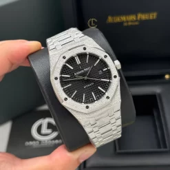 Đồng hồ Audemars Piguet Royal Oak Frosted Gold 41mm Black Dial Steel Replica 1:1 – Top Quality Version
