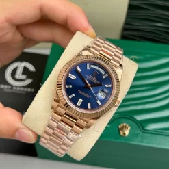 Rolex Day-Date 128235-0085 40mm Blue Dial Rose Gold Replica 1:1 – Top Quality Version