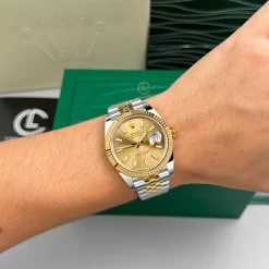 Đồng hồ Rolex Datejust M126333-0010 41mm champagne Dial Yellow Gold Steel Replica 1:1 – Top Quality Version