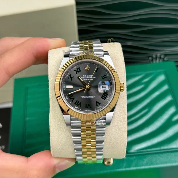 Đồng Hồ Rolex Datejust 126333 41mm Mặt Số Wimbledon Yeloow Gold Steel Replica 1:1 – Top Quality Version