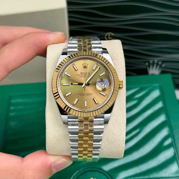 Đồng hồ Rolex Datejust M126333-0010 41mm champagne Dial Yellow Gold Steel Replica 1:1 – Top Quality Version