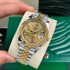 Đồng hồ Rolex Datejust M126333-0010 41mm champagne Dial Yellow Gold Steel Replica 1:1 – Top Quality Version