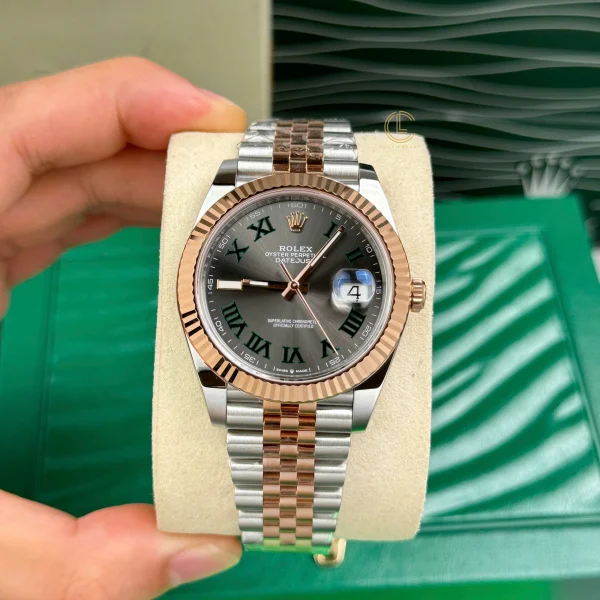 Đồng hồ Rolex Datejust Wimbledon M126331-0016 41mm Rose Gold Steel Replica 1:1 – Top Quality Version