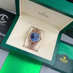 Rolex Day-Date 128235-0085 40mm Blue Dial Rose Gold Replica 1:1 – Top Quality Version