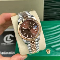ồng hồ Rolex Datejust M126331-0002 41mm Chocolate Dial Rose Gold Steel Replica 1:1 – Top Quality Version