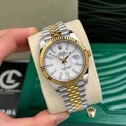 Đồng hồ Rolex Datejust M126333-0016 41mm White Dial Yellow Gold Steel Replica 1:1 – Top Quality Version