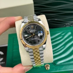 Đồng Hồ Rolex Datejust 126333 41mm Mặt Số Wimbledon Yeloow Gold Steel Replica 1:1 – Top Quality Version