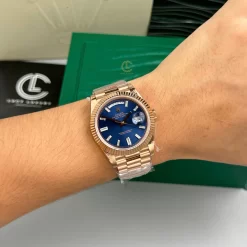 Rolex Day-Date 128235-0085 40mm Blue Dial Rose Gold Replica 1:1 – Top Quality Version