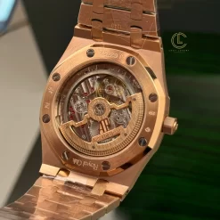 Đồng Hồ Audemars Piguet Royal Oak “Jumbo” Extra-Thin 15207OR.OO.1240OR.01 39mm Black Dial Rose Gold Replica 1:1 – Top Quality Version