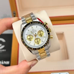 Đồng hồ Omega Speedmaster Moonwatch Professional 310.20.42.50.02.001 42mm White Dial Demi Yellow Gold Replica 1:1 – Top Quality Version