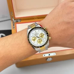 Đồng hồ Omega Speedmaster Moonwatch Professional 310.20.42.50.02.001 42mm White Dial Demi Yellow Gold Replica 1:1 – Top Quality Version