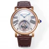 Đồng Hồ Cartier Rotonde Tourbillon Mysterieux 45mm White Dial Rose Gold Replica 1:1 – Top Quality Version