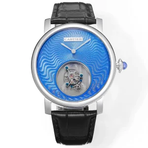 Cartier Rotonde Tourbillon Mysterieux 45mm Blue Dial Replica 1:1 – Top Quality Version