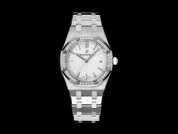 Audemars Piguet AP77350 White Dial Benzel Diamond CZ 34mm For Lady Replica 1:1 – Top Quality Version