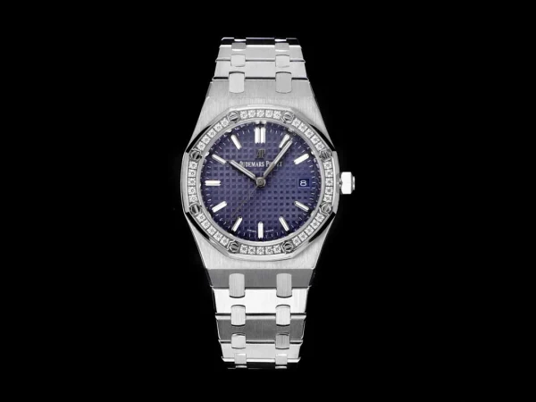 Audemars Piguet AP77350 Blue Dial Bezel Diamond CZ 34mm For Lady Replica 1:1 – Top Quality Version