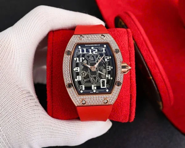 Richard Mille RM67-02 Red Full Diamond CZ Rose Gold Replica 1:1 – Top Quality Version