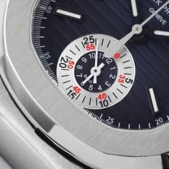 Đồng hồ Patek Philippe Nautilus Chronograph 5980/1A-014 40.5mm Black-Blue Dial with Leather Strap Replica 1:1 – Top Quality Version