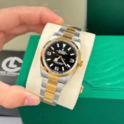 Rolex Explorer Two Tone Yellow Gold 124273 36mm Yellow Gold Black Dial Replica 1:1 – Top Quality Version