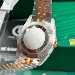 Rolex Datejust 41mm Full Moissanite Demi Rose Gold Replica 1:1 – Top Quality Version